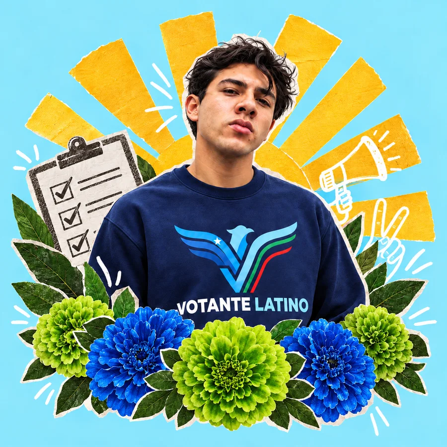 Joven con sudadera de Votante Latino